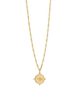 Small Round Evil Eye Necklace on Singapore Chain (Gold or Silver)