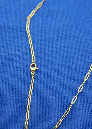Gold paperclip chain necklace with a lobster clasp closure made in Greece - Greek jewelry
