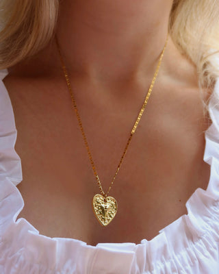 Gold-plated heart pendant necklace made in Greece. Greek handmade jewelry. Vintage-inspired heart necklace