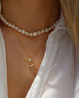 Pearls of Protection Evil Eye Necklace
