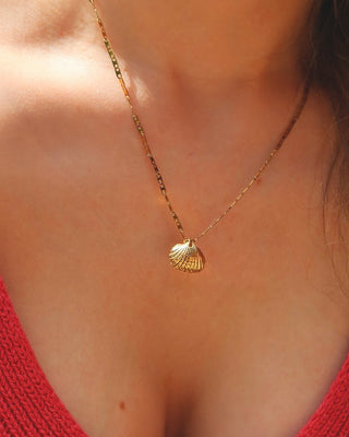 Gold-plated shell pendant necklace made in greece. Seashell necklace Greek jewelry