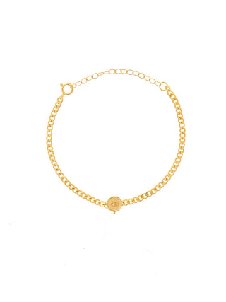 Gold-plated sterling silver Gourmet Chain Evil Eye Bracelet made in Greece - Greek jewelry by Barbora Jewelry at Aegean Essence. Gold chain bracelet