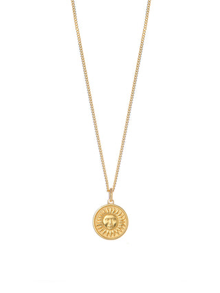 Gold-plated silver 925 sun charm necklace made in Greece by Barbora Jewelry, a Greek jewelry designer.