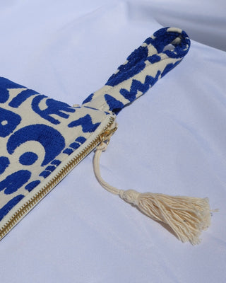 Woven Wristlet Bag - Blue Symbols (Small Size)