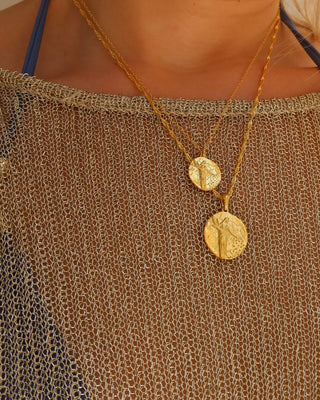 Ancient Greek goddess Demeter coin pendant necklace, Greek mythology jewelry made in Greece gold-plated sterling silver 925 with a twisted Singapore chain