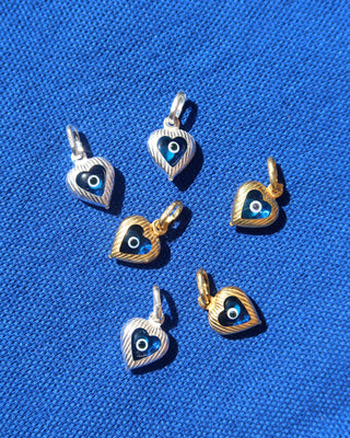 Heart-Shaped Evil Eye Pendant | Gold-Plated or Silver 925