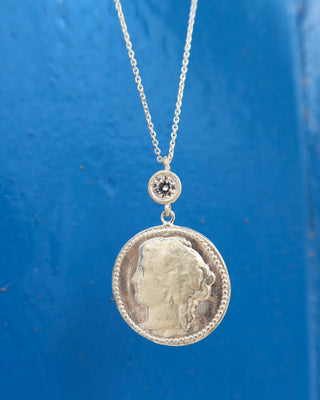 Hygeia Ancient Greek goddess of health coin necklace made in greece, sterling silver 925 handmade necklace Greek mythology jewelry