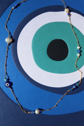 Eye and Freshwater Pearl Strand Necklace