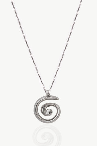 sterling silver spiral pendant necklace made in Greece, Greek jewelry, Greek designer brand, trendy jewelry, recylced sterling silver 925 necklace