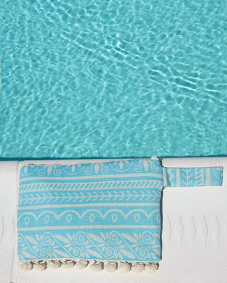 Handcrafted Wet/Dry Clutch Bag - Turquoise Mediterranean Print