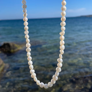 Freshwater pearl necklace made in Greece - Greek jewelry sold at Aegean Essence