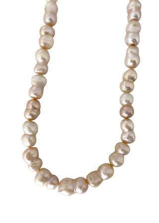 Pink freshwater pearl necklace made in Greece at Aegean Essence by Zenais Greek jewelry brand