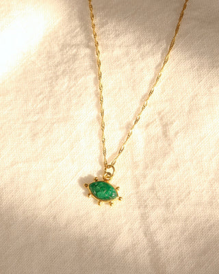 Gold-plated sterling silver 925 necklace with a green adventurine evil eye gemstone pendant handmade in Greece. Greek protection jewelry