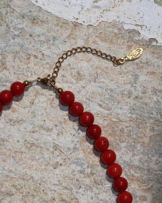Red agate gemstone necklace with lobster clasp and extender