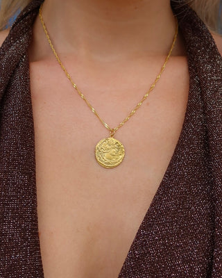 Ancient Greek goddess Artemis coin necklace handmade in Greece, gold-plated necklace. Greek mythology jewelry, ancient greek history coin jewelry