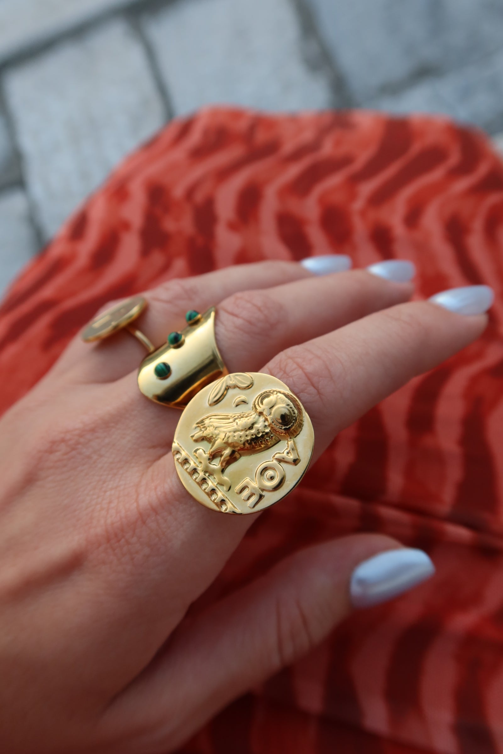 Athena's Owl Ring Ancient Greek Coin Ring (Adjustable Size