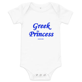 Baby one piece that says "Greek Princess" on the front