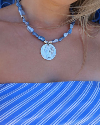 Blue/Silver Arethusa Coin Necklace