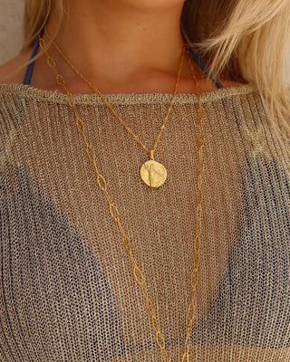 Ancient Greek goddess Demeter coin pendant necklace, Greek mythology jewelry made in Greece gold-plated sterling silver 925 with a twisted Singapore chain