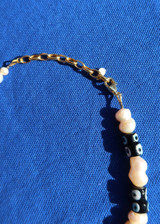 Freshwater Pearl & Evil Eye Necklace