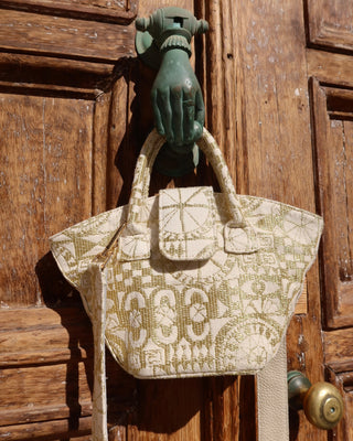 Metallic Gold Convertible Satchel Bag with Detachable Crossbody Strap