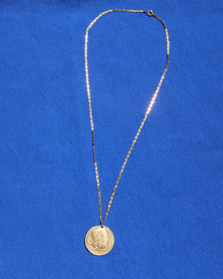Greek drachma coin pendant necklace. Gold-plated drachma replica coin necklace handmade in Athens, Greece. Greek jewelry with Greek God mythology Poseidon