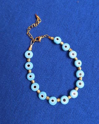 Light Blue Glass Evil Eye Bracelet