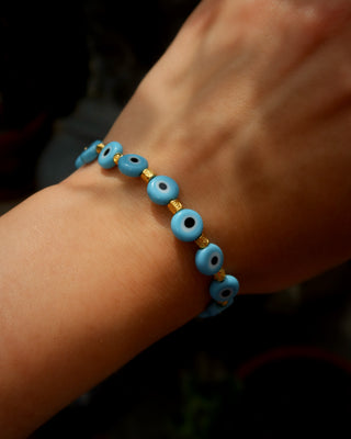 Light Blue Glass Evil Eye Bracelet