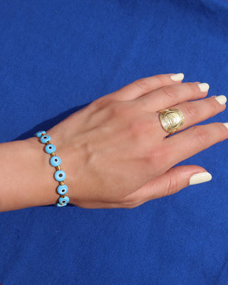 Light Blue Glass Evil Eye Bracelet