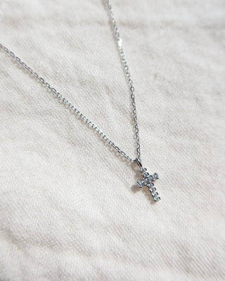 925 sterling silver necklace with a cubic zirconia cross pendant made in Greece. Greek cross necklace