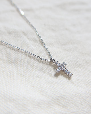 925 sterling silver necklace with a cubic zirconia cross pendant made in Greece. Greek cross necklace