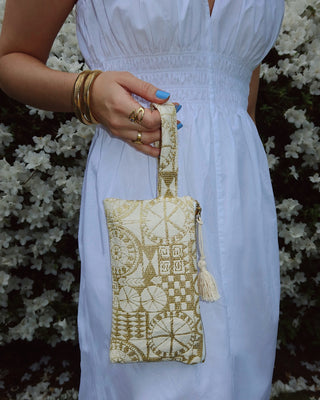 Woven Wristlet Bag - Gold Metallic (Small Size)