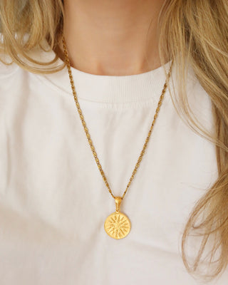 Sun Coin Pendant Necklace (Long)