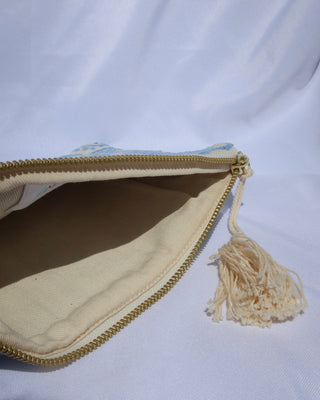 Canvas Interior of a cotton woven clutch bag made in Greece